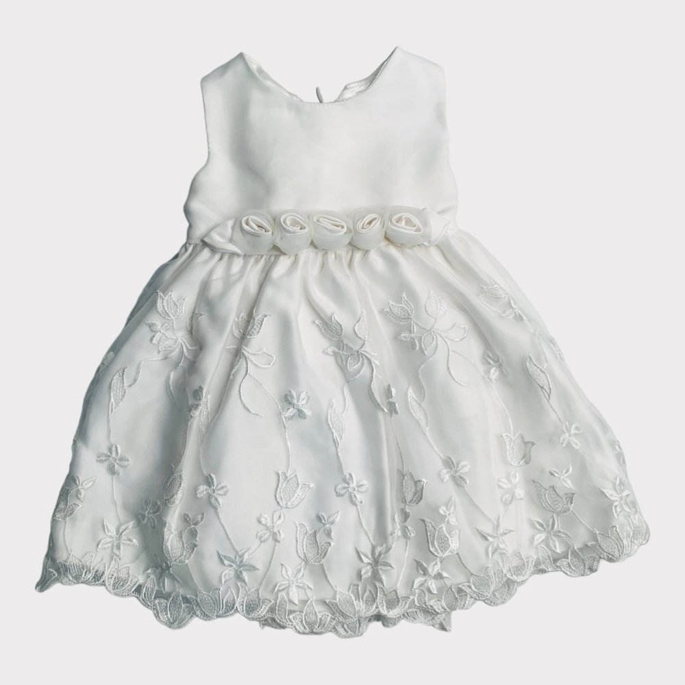 G08-Cinderella, 6-12M, 0/s poly formal dress, White